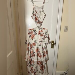 VENUS Pink High Low Sundress with Plunge Neckline